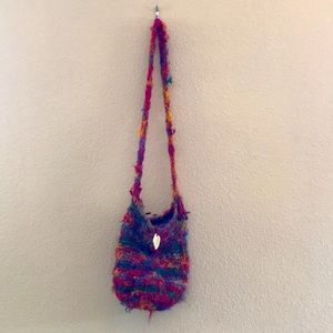 Recycled silk boho purse, one of a kind